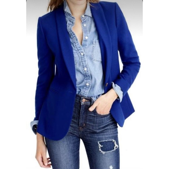 J. Crew Parke Wool Blend Blazer Cobalt Royal Blue size 6
